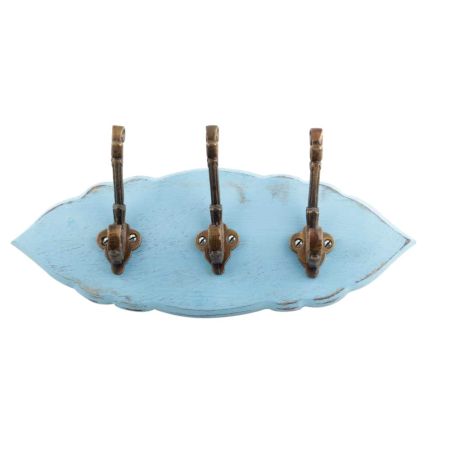 Turquoise Antique Small Wall Wooden Iron Hooks